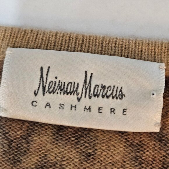 Neiman Marcus 100% Pure Cashmere Sweater Size Small Leopard Print Brown Preppy - Picture 5 of 8